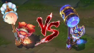 귀염둥이 카페 뽀삐 VS 마법공학 뽀삐 롤 스킨 비교 Cafe Cuties Poppy VS Hextech Poppy Skin Comparison [upl. by Teraj]