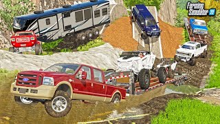 LIFTED TRUCKS GOING MUDDING INSANE NEW MUDDING MAP  FARMING SIMULATOR 22 [upl. by Ardnasak570]