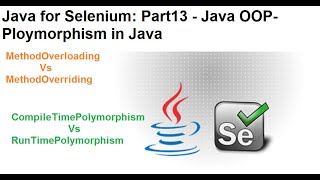 Java for Selenium  Part13  What is Polymorphism In Java [upl. by Naivaf]