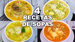 4 SOPAS DELICIOSAS Y FÁCILES DE PREPARAR  Cocina Peruana  Sabroso [upl. by Damalis]