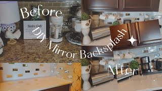 DIY Mirror Backsplash  Coffee Station Backsplash Makeover [upl. by Eurd128]