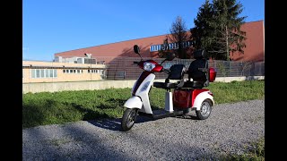 Scooter elettrico 3 ruote 2 posti biposto per anziani e disabili  Senza patente  Modello Atene [upl. by Enyal17]