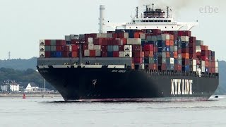 Ship NYK VENUS on River Elbe outbound Hamburg  280914 [upl. by Eneles]