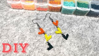 💛💚Kolczyki z Koralików  Wiszące Kolorowe Serduszka  DIY Tutorial [upl. by Aicel]