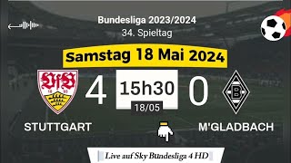 BUNDESLIGA  VFB STUTTGART vs BORUSSIA MGLADBACH live auf Sky Bundesliga 4 18052024 um 1530 Uhr [upl. by Aisena]