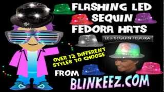 Flashing LED Light UP Sequin Fedora Hats with Flashing LEDs at BLINKEEZcom  Super Fun [upl. by Linker]