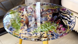 Resin Art Tutorial Amazing table of flowers We make the form ourselves [upl. by Ehc]