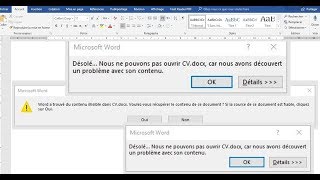 Word  Comment réparer un document endommagé [upl. by Eilarol]