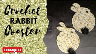 Crochet Rabbit Coaster  Crochet for beginners  Handmade Coaster  Hindi [upl. by Eelime]