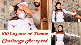 Tissue Layers Challenge 😱😱 100 Layers Of Tissue  aqsaadil viralvideo challenge funny [upl. by Lavern]