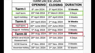 2024 OFFICIAL SCHOOL CALENDAR2024 term one to Three [upl. by Anauq]