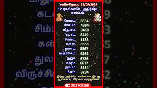 28 – 09 – 2024 சனிக்கிழமை 12 ராசிகளின் நீங்கள் நினைத்ததை வெற்றி அடைய செய்யும் அதிர்ஷ்ட எண்கள் [upl. by Jacki]