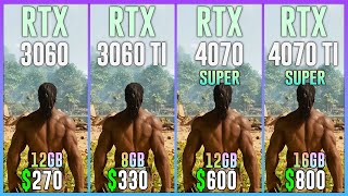 RTX 3060 vs RTX 3060 TI vs RTX 4070 SUPER vs RTX 4070 TI SUPER  Test in 20 Games [upl. by Rosecan]