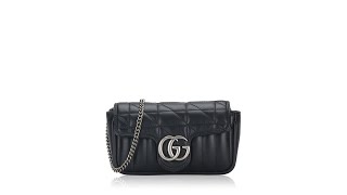 Gucci GG Marmont Matelasse Aria Super Mini Flap Shoulder Bag Black [upl. by Yekciv]