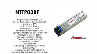 NTTP03BF  Nortel Compatible OC48SR1 SFP Transceiver [upl. by Elysee78]