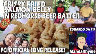 CRISPY FRIED SALMON BELLY IN REDHORSE BEER BATTER  NEW JINGLE RAP OFFICIAL RELEASED [upl. by Hsinam]