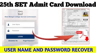 WB SET Admit Card download pdf  how to Download west bengal SET Admit Card [upl. by Sherlock]