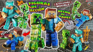 Como hacer tu propia figura Steve y Creeper Minecraft movible hecho de papel Papercraft Manualidades [upl. by Ademordna]