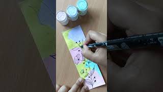 Easy bookmark using pastel colour 🩵soloart30 bookmark shorts drawingshorts ytshorts art [upl. by Eirrem]