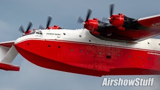 Martin Mars  Water Bombing Demo And Flybys  EAA AirVenture Oshkosh 2016 [upl. by Lydell888]