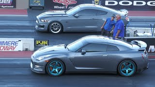 Mustang GT vs Nissan GTR  drag racing [upl. by Schear761]