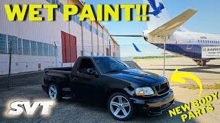 HUGE Exterior Transformation on My SVT Lightning Cowl Hood Paint and Body Work [upl. by Granger]