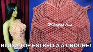 Blusa Top PARTE 1 con dos Hexágonos de estrellas en punto Popcorn paso a paso [upl. by Cos]