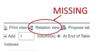 Relation view missing phpMyAdmin fix [upl. by Samuela74]