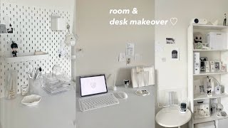 Room and desk makeover ☆ aesthetic pinterest inspired￼ minimalist daiso kpop acubi stationary [upl. by Cart]