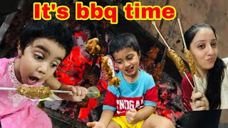 AJJ HUM NE KIA BBQ 🍖  KIDS NE MECHAI TABAHI  BBQ TIME    HOME MADE BBQ [upl. by Ateuqahs]