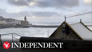 Rough sea in Cornwall as Storm Eunice hits England [upl. by Hassin]