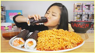 WHOLE SUSHI ROLLS  NUCLEAR FIRE NOODLES l MUKBANG [upl. by Natala]