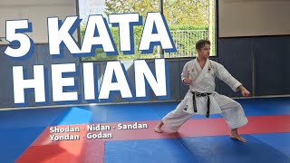 5 KATA HEIAN  SHODAN  NIDAN  SANDAN  YONDAN  GODAN [upl. by Bonnibelle]