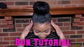 How To Big Bun HAIR TUTORIAL  Relaxed Hair  NO Weave Required [upl. by Sucramad]