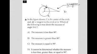 In the figure shown C is the center of the circle and AB is tangent to the circle at A Which [upl. by Wasson]