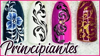 4 ARABESCOS faciles en uñas  arabescos en uñas paso a paso  arabesque nail art [upl. by Nelle39]