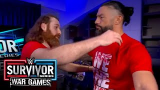 Roman Reigns and Sami Zayn hug it out Survivor Series WarGames WWE Network Exclusive [upl. by Kazmirci594]