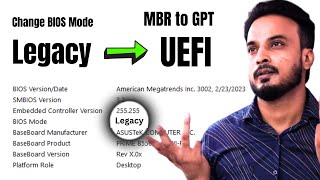 Best Way to Change BIOS Mode from Legacy to UEFI  Change MBR to GPT 2023 Hindi [upl. by Kissee163]