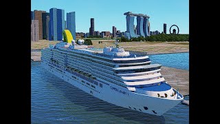 Ship SimulatorCruise ship Arrival Marina Bay Cruise Centre Singapore [upl. by Orlov]