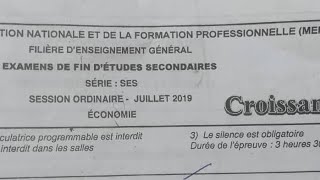 Bac Juillet 2019 SES économie [upl. by Rento336]