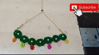 DIY Home made woolen and moti Cowrie shells se necklace banaye Abhiras craft amp stitching [upl. by Lionello455]