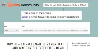 UiPath – Extract Email Id’s From Text and Write into a Excel File [upl. by Esmeralda]