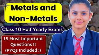 Metals and NonMetals  15 Most Important Questions  ✅  Class 10 Halfyearly exams 🔥 [upl. by Perkoff]