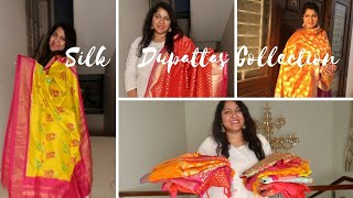 Banaras Kanjeevaram Pochampally Dupattas Haul amp Collection  How to Style them  Priyanka Boppana [upl. by Jeffcott]