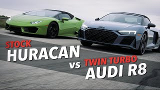 Lamborghini Huracan vs TT Audi R8  STREET RACE [upl. by Ledairam]