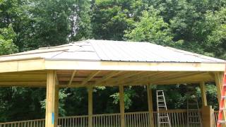 20130701  How to install a steel roof on gazebo [upl. by Liddle]