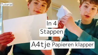 HOE MAAK JE VAN EEN A4TJE EEN PAPIEREN KLAPPER IN 4 STAPPEN  Tutorial [upl. by Jerrol]