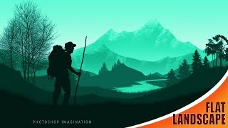 How to draw flat landscape in Photoshop [upl. by Aihppa40]