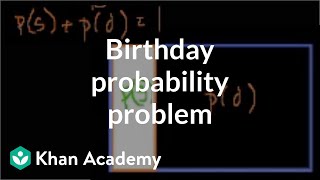 Birthday probability problem  Probability and Statistics  Khan Academy [upl. by Riane]