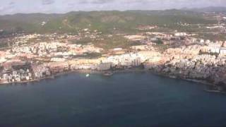 Landing at Ibiza Airport feat aerial views of Ibizas East Coast [upl. by Olly]